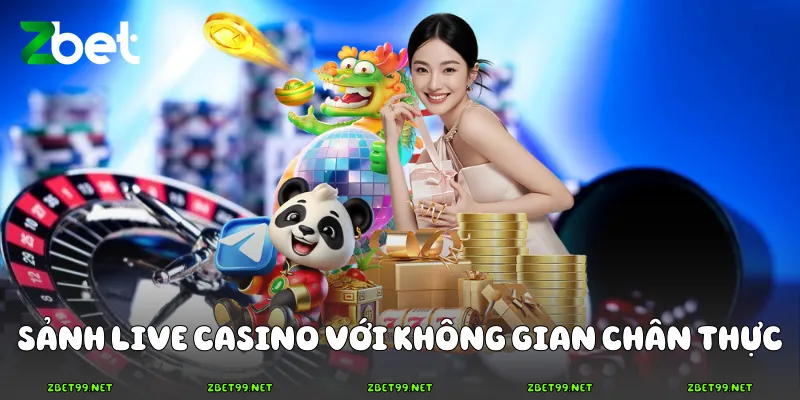 Sảnh Live casino với không gian chân thực
